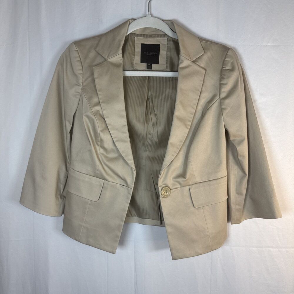 The Limited Khaki Suit Blazer Size XS Preowned 3/4 Sleeves - Picture 3 of 15
